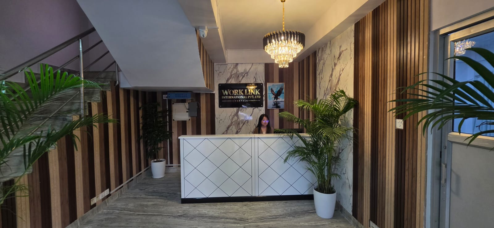 Reception area of the Work Link International office