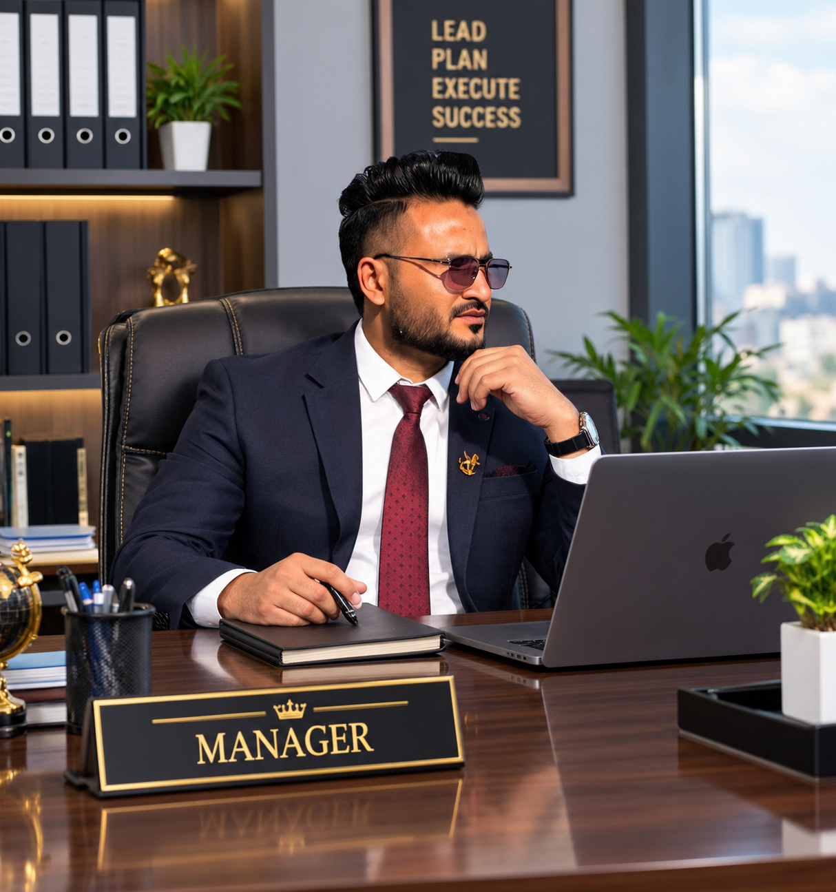 The CEO of Work Link International Pvt. Ltd. at his desk